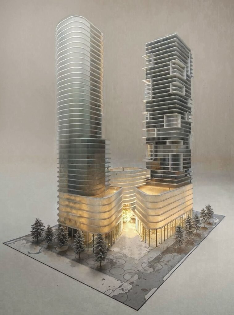 הדמיה של התוכנית במרכז העסקים של בת ים (פיבקו אדריכלים)